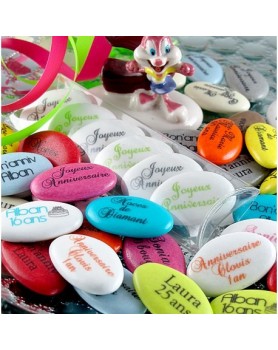 Dragées Anniversaire Chocolat personnalisées texte