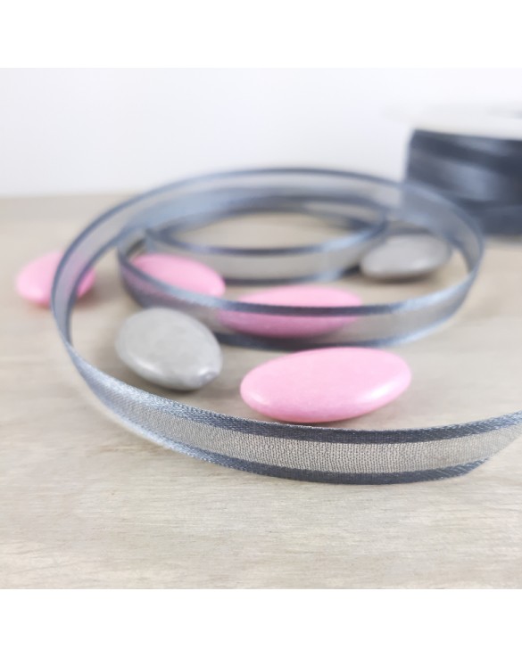 Ruban voile organdi Gris