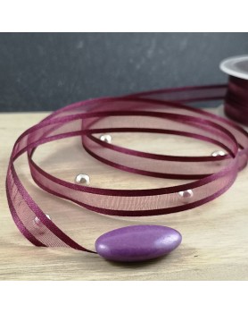 Ruban voile organdi Bordeaux