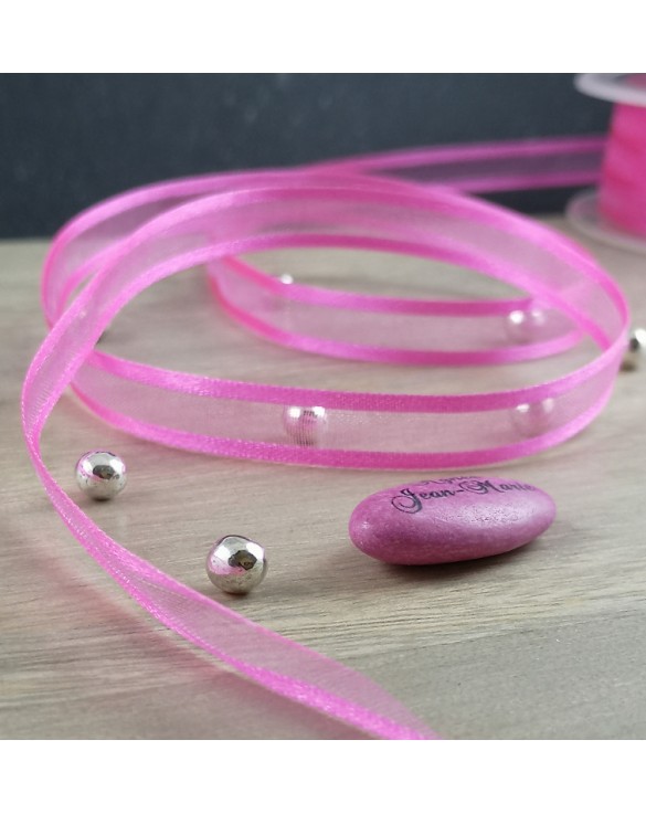 Ruban voile organdi rose cerise