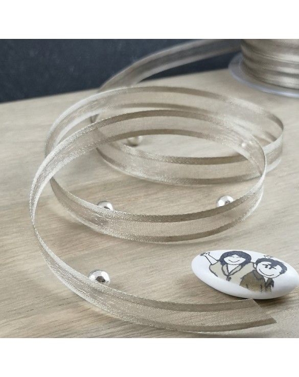 Ruban voile organdi Taupe