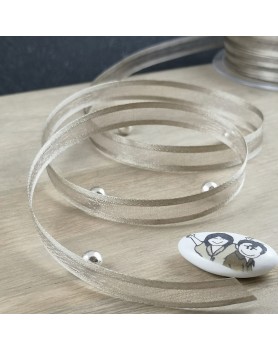 Ruban voile organdi Taupe