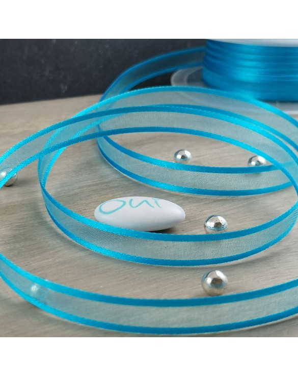 Ruban voile organdi Turquoise