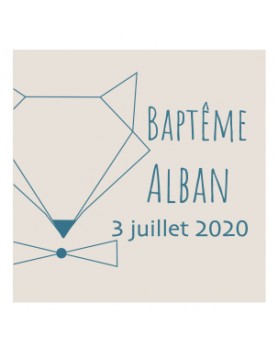 etiquette autocollante renard bleu