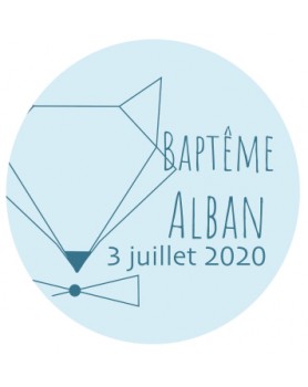 Etiquette autocollante Goupil bleu