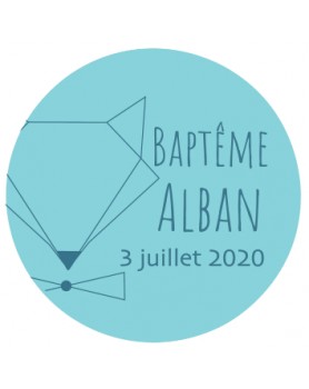 Etiquette autocollante Goupil bleu